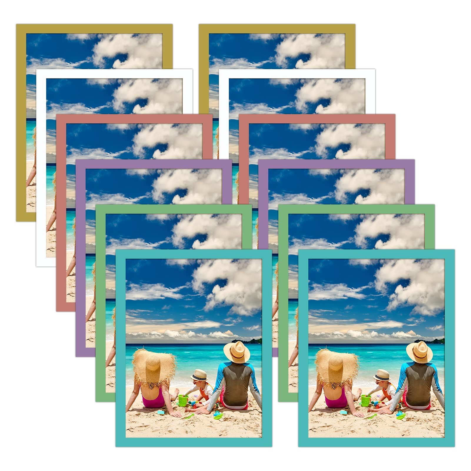 CRUGLA 12 Packs 8.5x11 Magnetic Picture Frames for Refrigerator Locker, 8.5 by 11 Certificate Document Frame Bulk, Colored Peel,