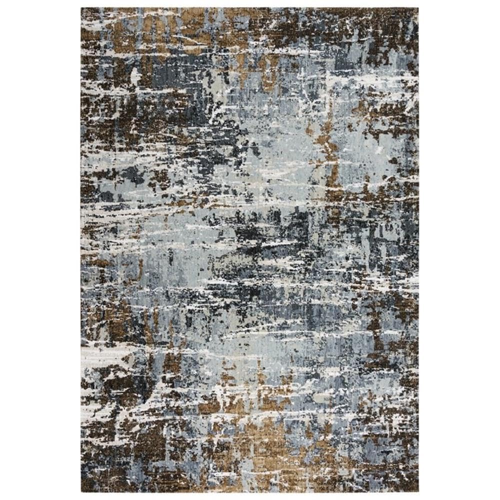 Elect 8' X 10' Abstract Lt. Gray/Blue/Brown Power-Loomed/Hybrid Area Rug