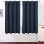 Lemomo 100% Blackout Curtains 52 X 72 Inch/Navy Curtains 2 Panels With Black Lining Room Darkening Thermal Insulated Bedroom Cur