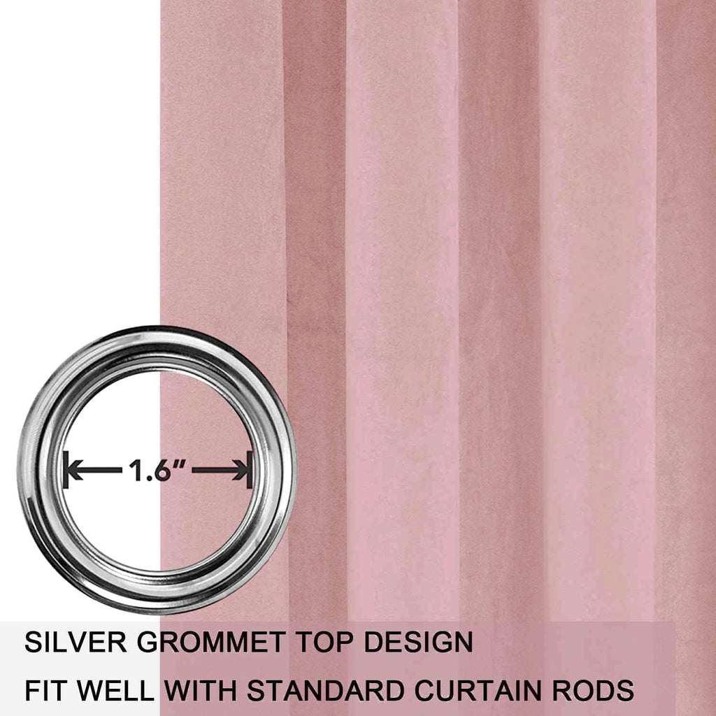Smiletime Pink 90In Long Velvet Curtains With Grommet, Thermal Insulated Super Soft Privacy Noise Reducing Light Blocking Velvet