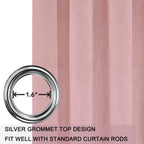 Smiletime Pink 90In Long Velvet Curtains With Grommet, Thermal Insulated Super Soft Privacy Noise Reducing Light Blocking Velvet