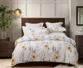 Sleepbella Queen Size Duvet Cover Set With Button Closure - Black And Yellow Botanical Luxury Bedding For A Comfortable Sleeping