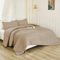 Litanika Comforters Taupe Oversized King Size, 3 Pieces Lightweight Solid Bedding Set & Collections, All Season Fluffy Bed Set (
