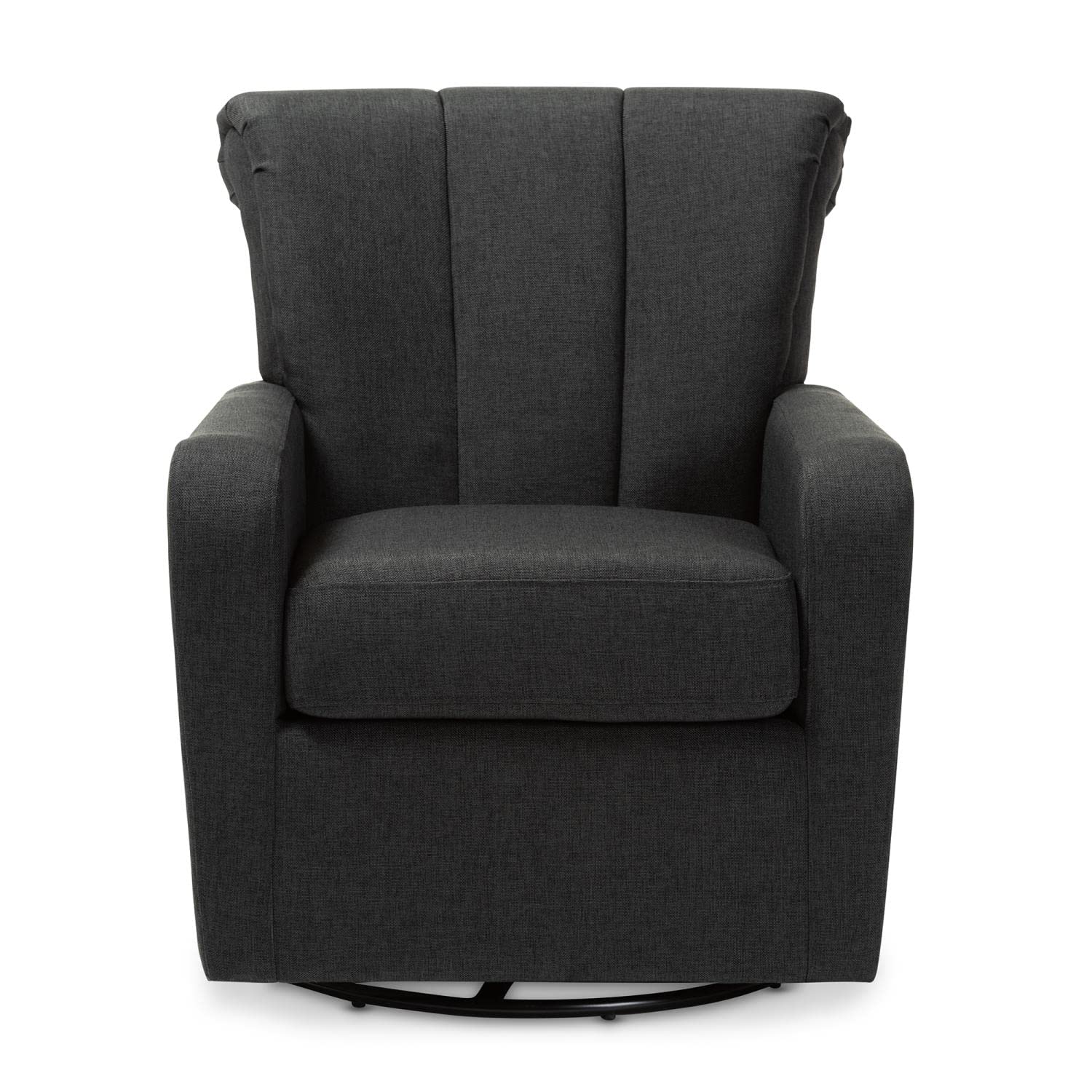 Baxton Studio Rayner Grey Fabric Upholstered Swivel Chair - Thumbnail 5