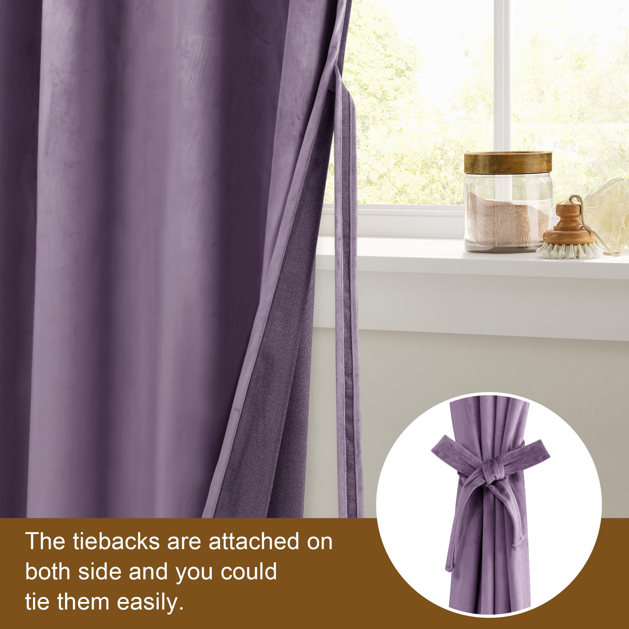 Dwcn Velvet Curtains Extra Wide - Elegant Super Soft Tieable Window Panels Blackout Grommet Design Thick Fabric Window Dressing