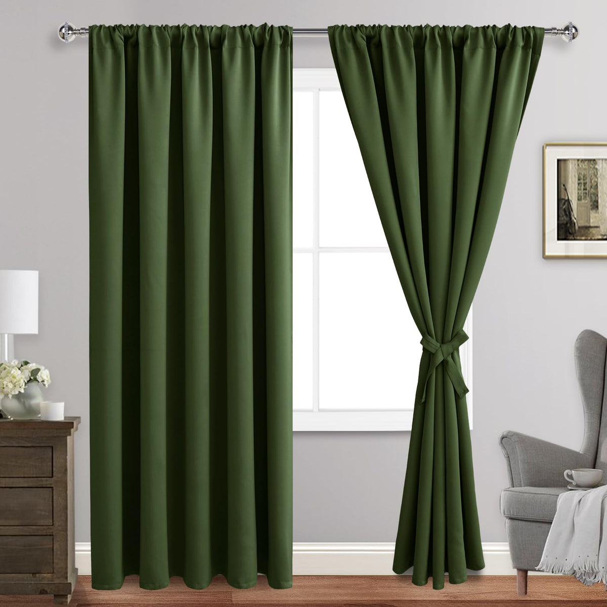 Jiuzhen Christmas Blackout Curtains For Bedroom - Thermal Insulated Room Darkening Noise Reducing, 70 X 84 Inch Length Curtains