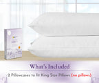 California Design Den 1000 Thread Count, Soft & Smooth, 100% Cotton Sateen Weave, Hotel-Quality, Set Of 2 Classic Style White King Pillow Cases Fits King Size Pillows