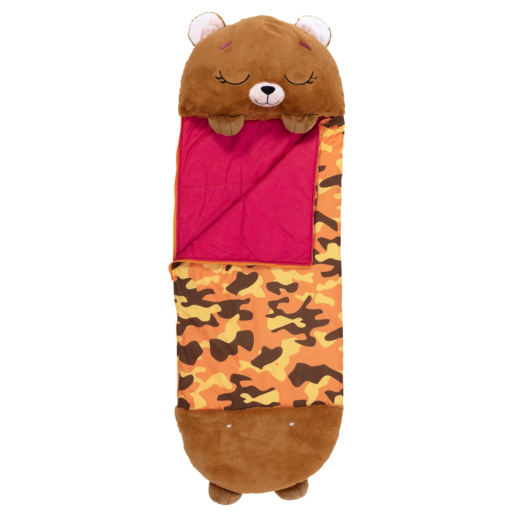 Happy Nappers: Pillow & Sleepy Sack: Medium - Benny The Bear - 54 x 20, 2-in-1: Plush Animal Opens to Sleeping Bag, Soft Play & 
