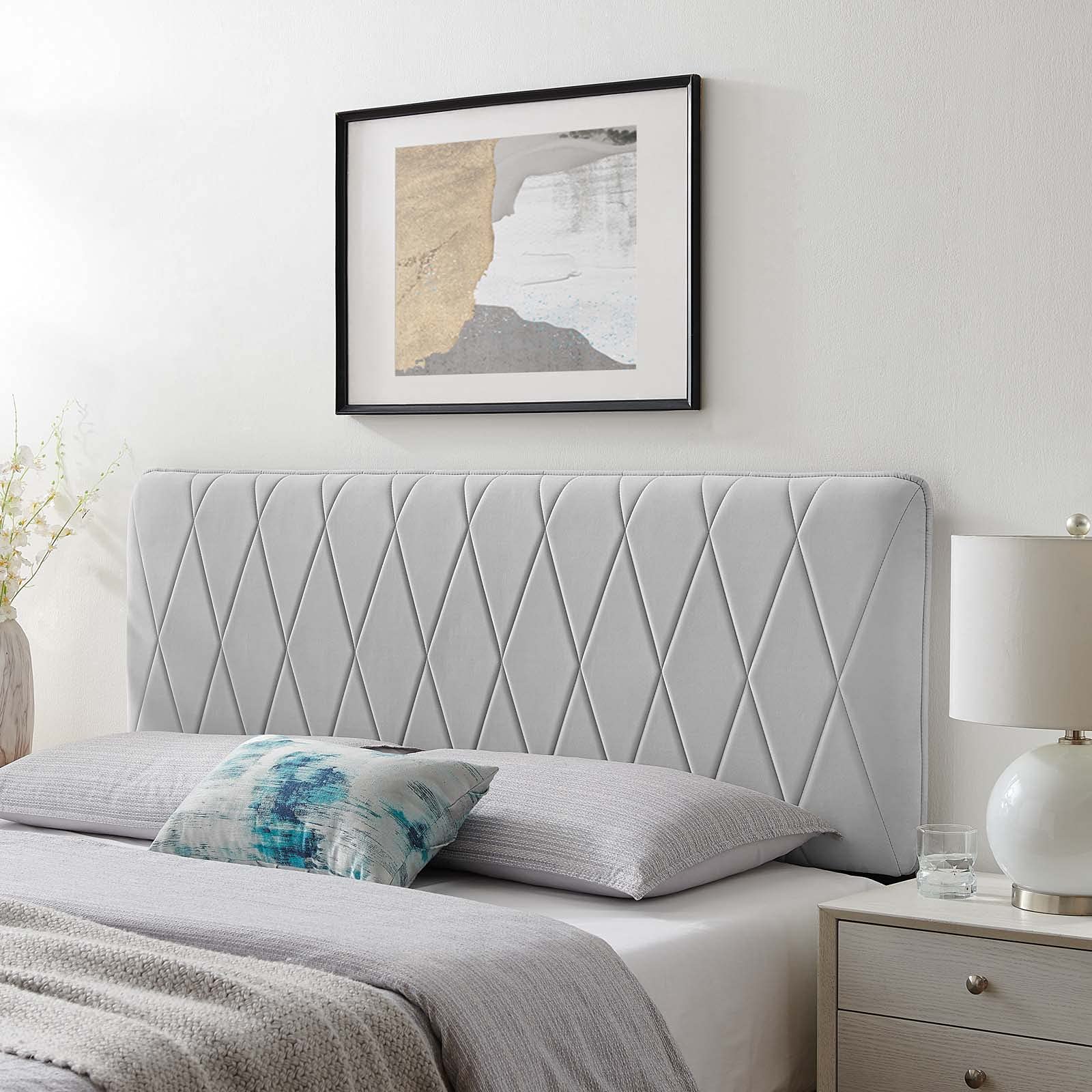 Modway Leila Performance Velvet Twin Headboard In Ligth Gray