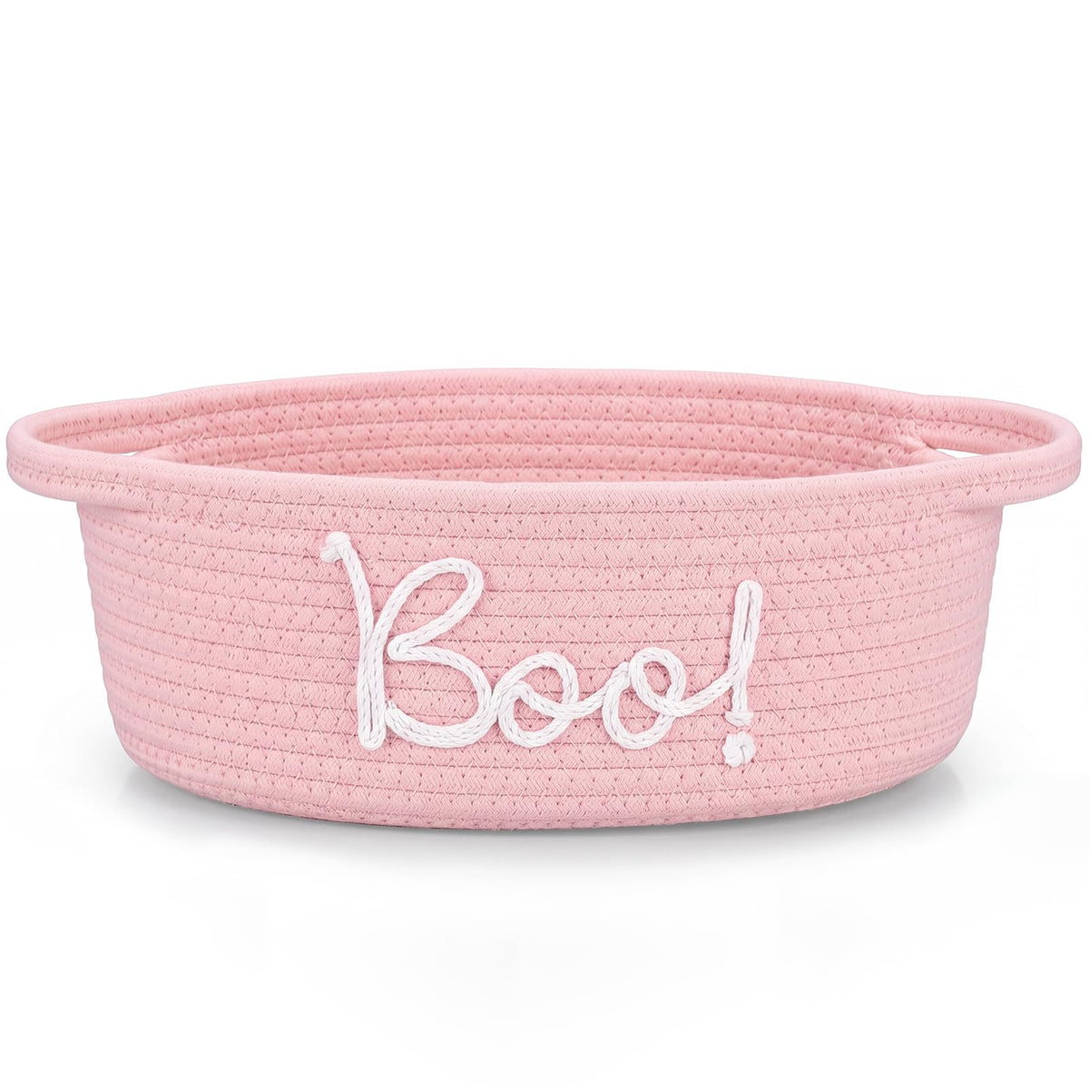 Reallnaive Boo Basket, Halloween Woven Gift Basket,Pink,12 x 8 Inch