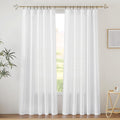 RYB HOME White Curtains & Drapes - Linen Textured Semi Sheer Curtains Privacy Panels for Living Room Bedroom Dining Bathroom Far
