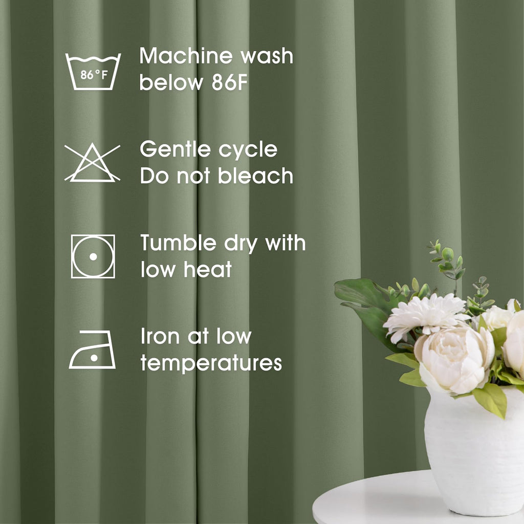 Homeideas Sage Green Blackout Curtains For Bedroom 52 X 96 Inch Length 2 Panels Set Room Darkening Bedroom Curtains, Soundproof