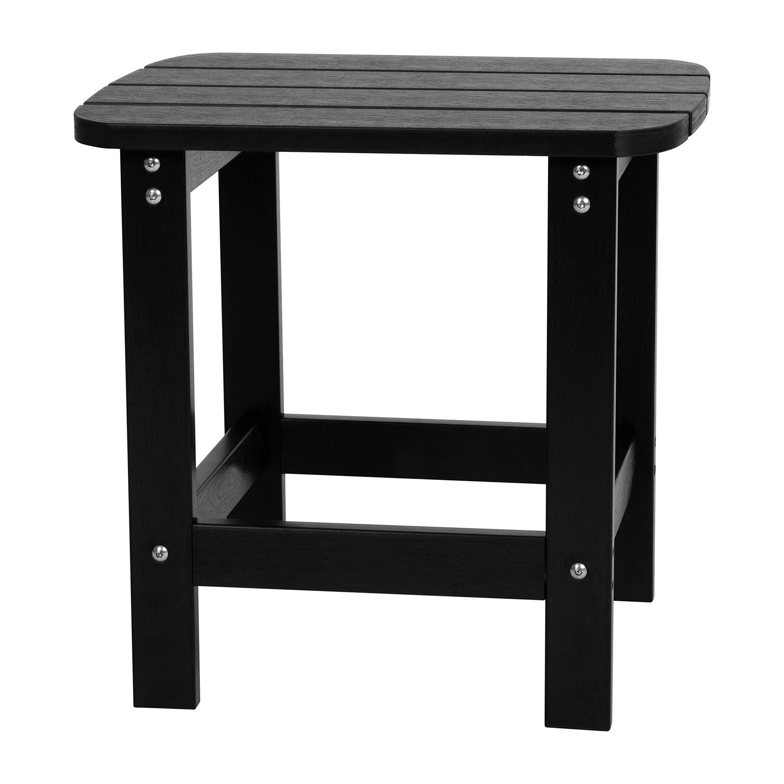 Flash Furniture Winston Set of 2 Rocking Chairs with Side Table - Black Poly Resin - Weather Resistant