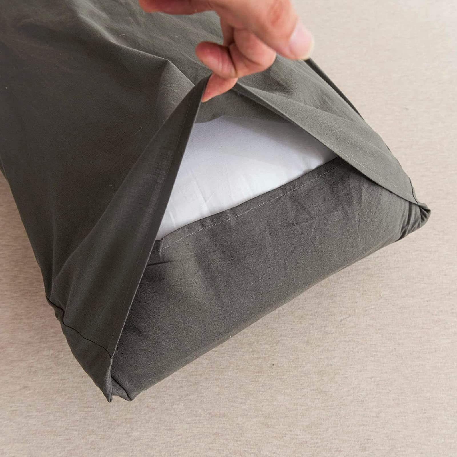 Jellymoni Pillowcases Standard Set Of 2 Cotton Envelope Pillow Covers Grey 20  26In Bed Pillow Cases 100% Washed Cotton Soft Bre