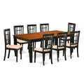 East West Furniture LGNI9-BCH-C 9 Piece Dining Table Set Includes a Rectangle Wooden Table with Butterfly Leaf and 8 Linen Fabric Dining Room Chairs, 42x84 Inch, Black & Cherry