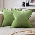 Miulee Pack Of 2 Sage Green Decorative Velvet Throw Pillow Covers Soft Pillowcases Spring Solid Square Cushion Case For Sofa Bed