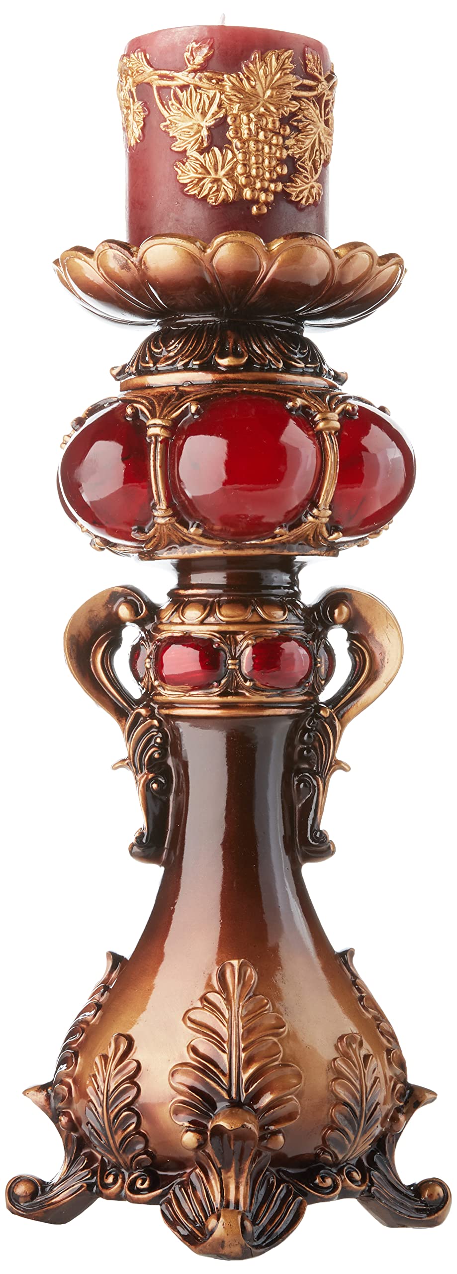 Ok Lighting Candleholder, 16.0", Burgundy