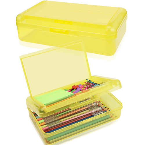 1 Pcs Pencil Box,Double Layer Large Capacity Pencil Box,Hard Pen Case With Snap-Tight Lid, Plastic Pencils Case For Office Schoo