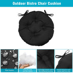 Gueglsa Outdoor Round Tufted Cushions, 15 Inch Bistro Chair Cushions With Ties, High Uv Resistant Round Chair Pads For Patio Bis