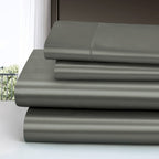 Homiest 4Pcs Satin Sheets Set Luxury Silky Satin Bedding Set With Deep Pocket, 1 Fitted Sheet + 1 Flat Sheet + 2 Pillowcases (King Size, Dark Grey)
