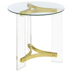 Coaster Home Furnishings Janessa Round Glass Top End Table With Acrylic Legs Clear And Matte Brass
