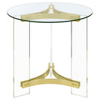 Coaster Home Furnishings Janessa Round Glass Top End Table With Acrylic Legs Clear And Matte Brass