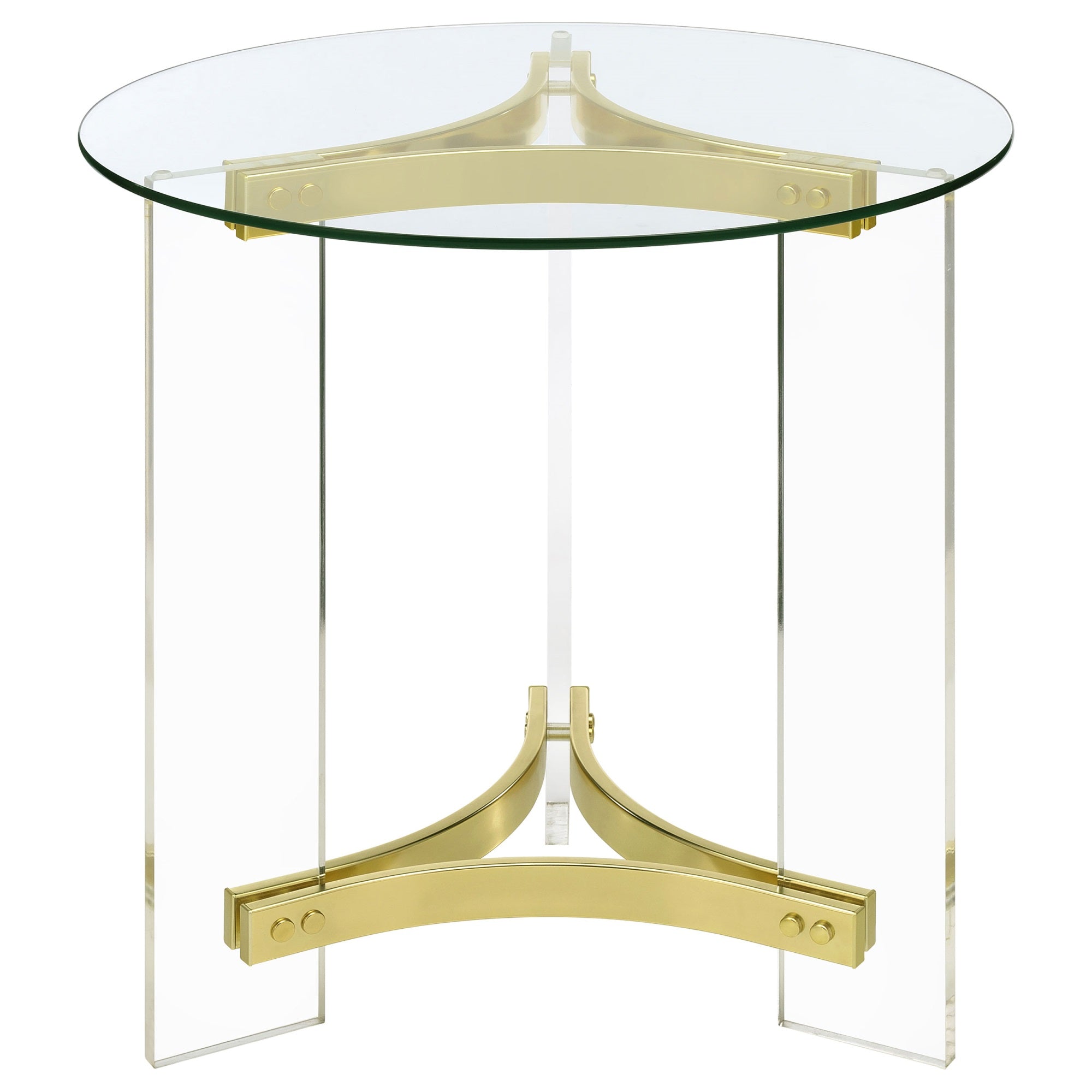 Coaster Home Furnishings Janessa Round Glass Top End Table With Acrylic Legs Clear And Matte Brass