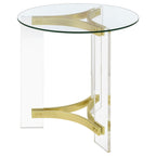 Coaster Home Furnishings Janessa Round Glass Top End Table With Acrylic Legs Clear And Matte Brass