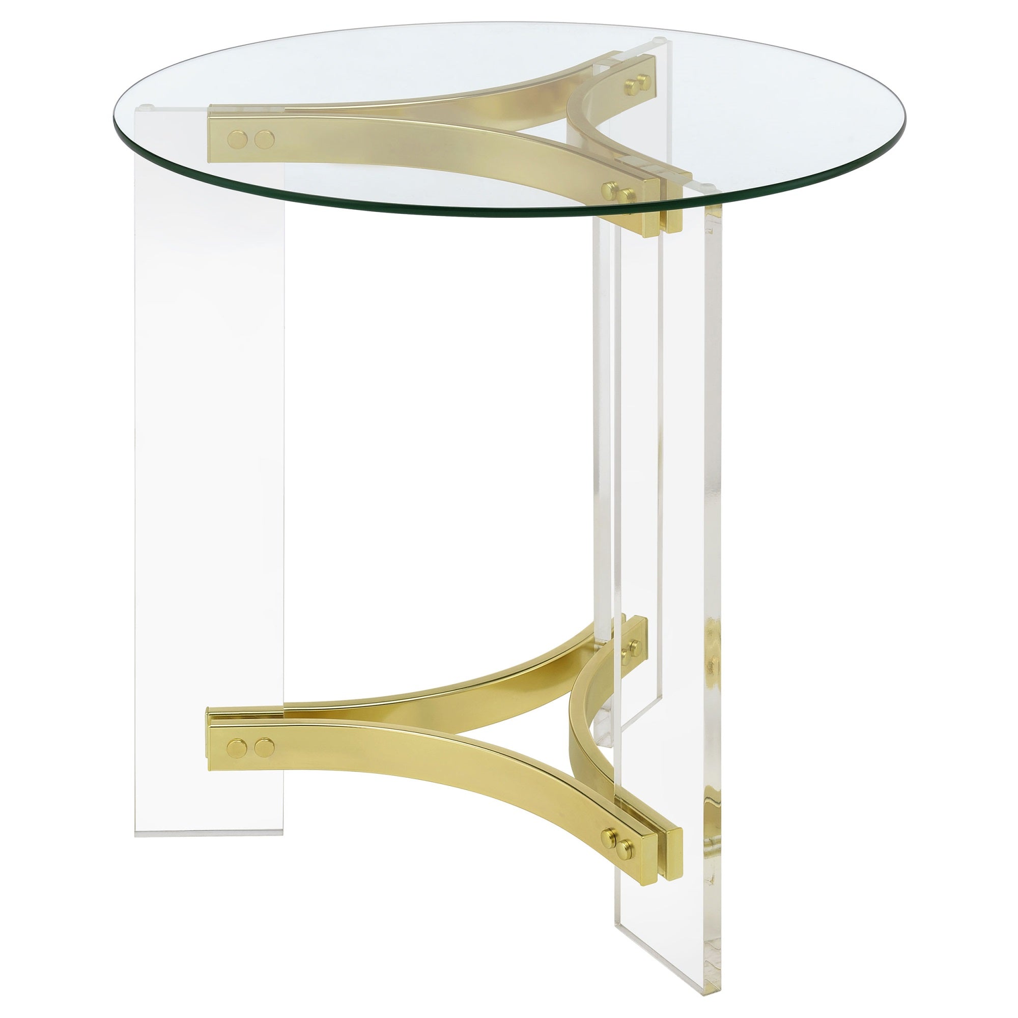 Coaster Home Furnishings Janessa Round Glass Top End Table With Acrylic Legs Clear And Matte Brass
