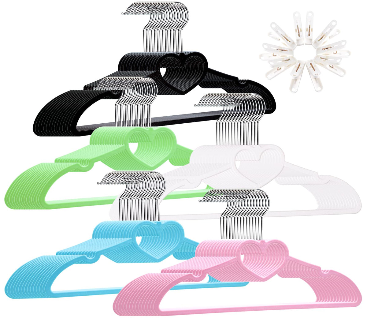 ZRKFSR Plastic Hangers 30 Pack, Heart Hangers Clothes Hanger Ultra Thin Space Saving-Slim Plastic Hangers 360 Degree Swivel Hook