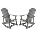 Yefu Outdoor Rocking Chair Set Of 2,Adirondack Rocking Chair,Patio Rocker Chair With Wide Back,Oversized Rocker Chair Look Like Real Wood, For Lawn, Porch, Backyard, Indoor And Garden(Grey)