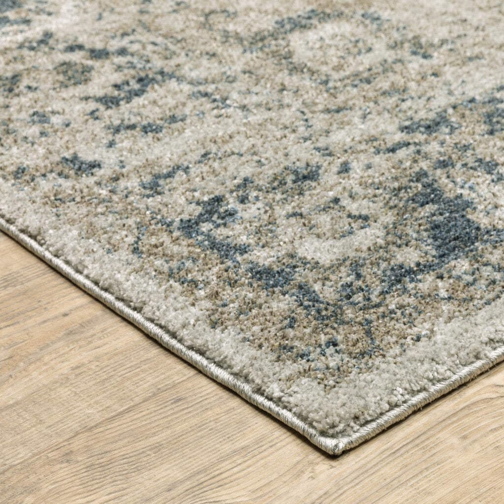 HomeRoots 508164 6 x 9 ft. Gray Blue & Teal Oriental Power Loom Stain Resistant Rectangle Area Rug