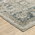 HomeRoots 508166 10 x 13 ft. Gray Blue & Teal Oriental Power Loom Stain Resistant Rectangle Area Rug