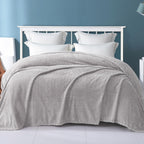 Exclusivo Mezcla Light Grey Fleece Queen Size Blanket For Bed, 90X90 Inches Soft Cozy 3D Decorative Jacquard Flannel Blankets, L