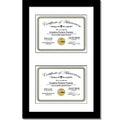 CreativePF [16x24bk-w] Black Vertical Double Diploma Frame with 2 opening White Mat, Holds 2-11x14-inch Documents with Wall Hang