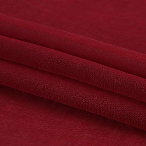 Dwcn Christmas Burgundy Sheer Curtains Semi Transparent Voile Rod Pocket Curtains For Bedroom And Living Room, 52 X 72 Inches Lo