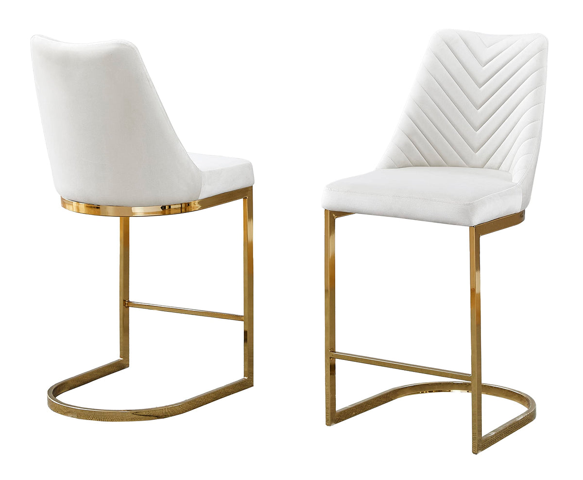 Best Quality Furniture D218-Chc Counter-Height Chairs, Cream/Gold
