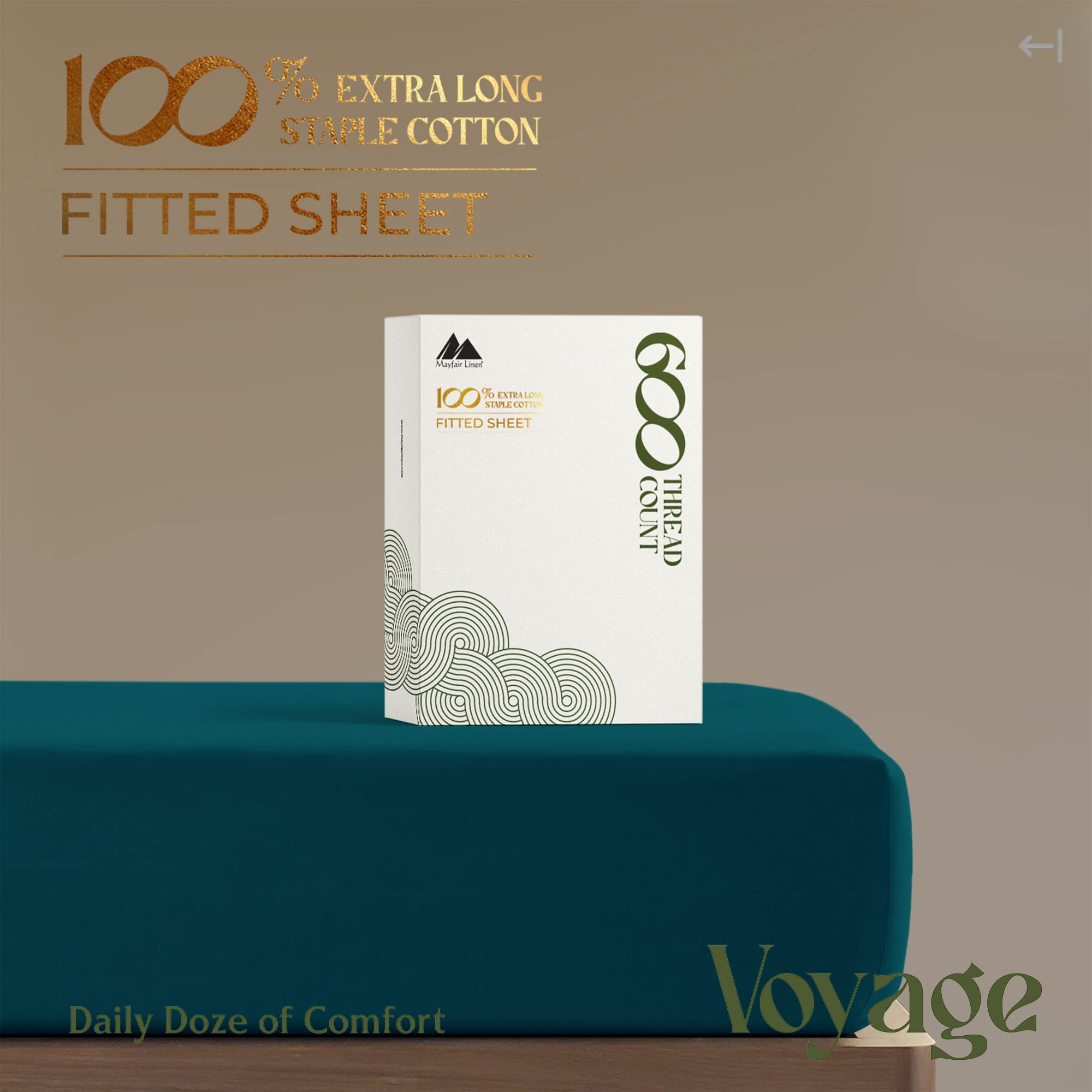 Mayfair Linen 100% Egyptian Cotton Full Size Fitted Sheet Only - 600 Thread Count 16' Deep Pocket Full Size Fitted Sheet, Soft Cooling Sateen Weave No Pop-Off Elastic Bottom Sheet For Adults - Teal