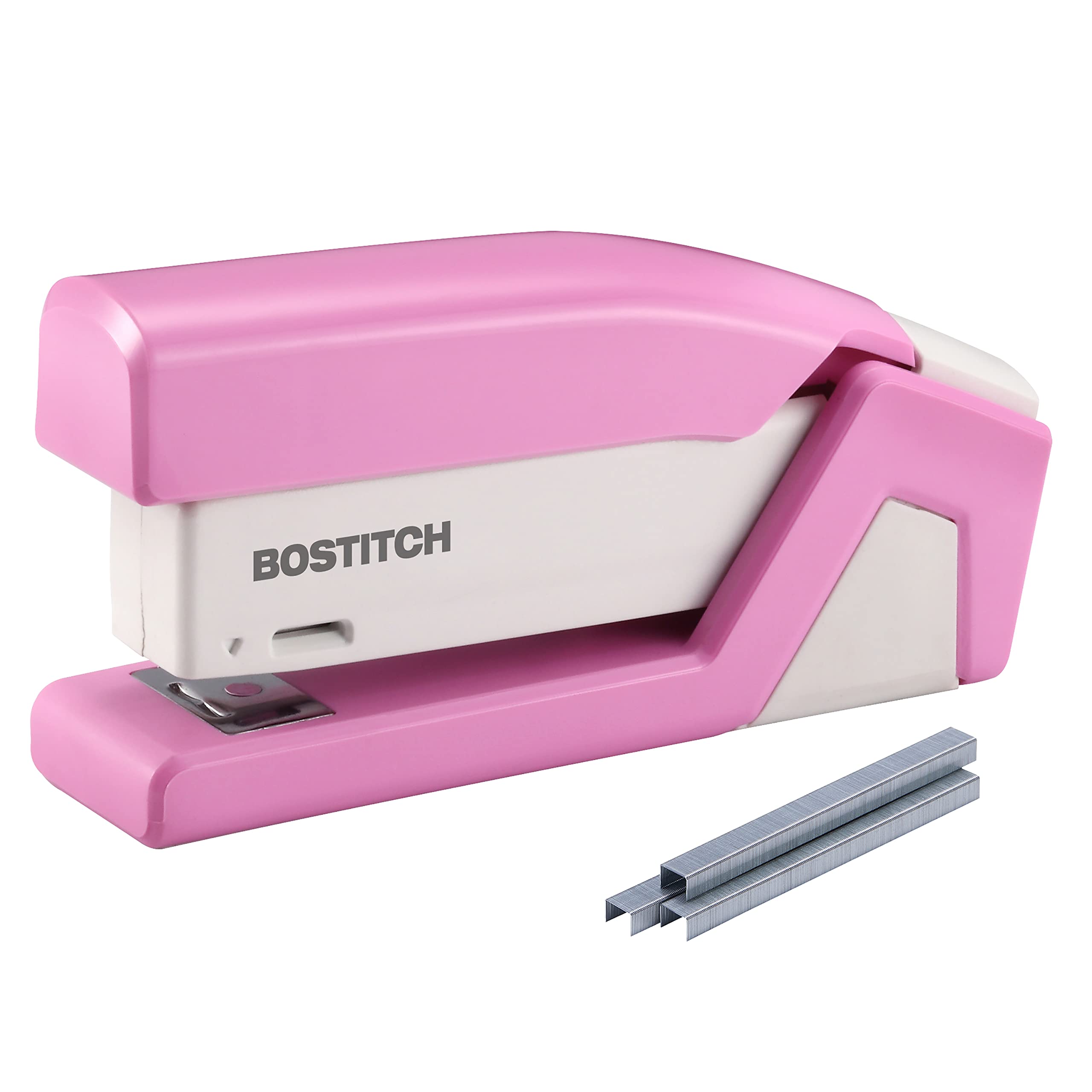 Bostitch Office Incourage Spring-Powered Compact Stapler, Bca Pink (1588), Plastic-Half Strip