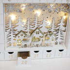 Pioneer-Effort Christmas Wooden Advent Calendar With 24 Drawers To Fill Small Gifts Christmas Scene With Led Lights Countdown To