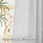 Ryb Home Semi Sheer Curtains - Linen Curtains Privacy Light Airy Sheer Window Treatment Drapes For Large Windows Bedroom Living