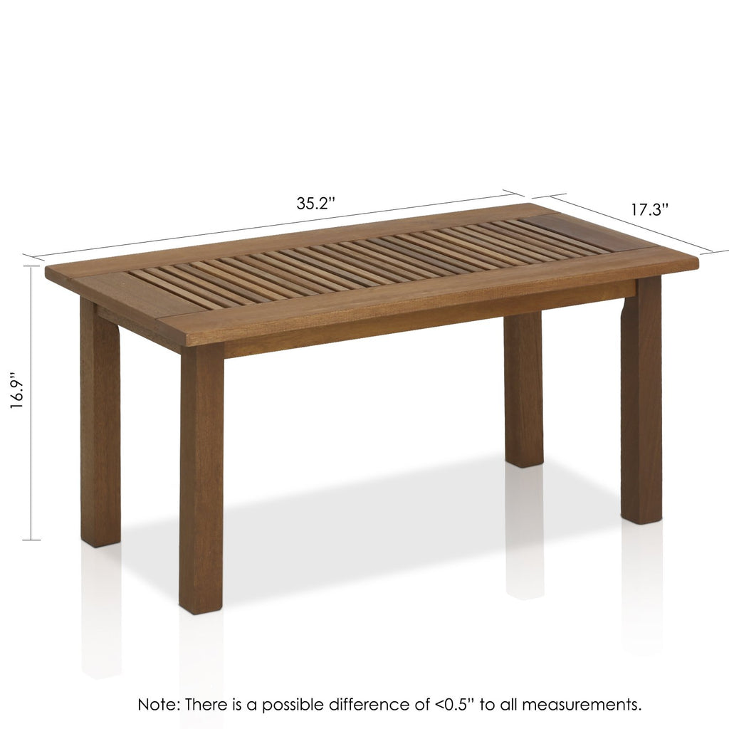 Furinno Fg16504 Tioman Hardwood Patio Furniture Outdoor Coffee Table In Teak Oil, 1-Tier, Brown