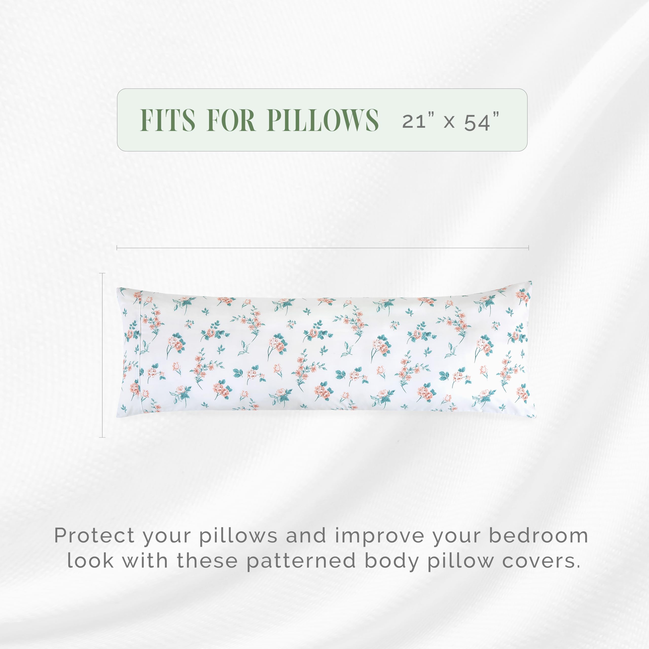 Elegant Comfort Ultra Soft 1-Piece Set Floral Print Pillowcases - 1500 Premium Hotel Quality Microfiber, Soft And Smooth Hidden Zipper Closure 1-Piece Pillow Covers - Body Pillowcase, Pink Celia
