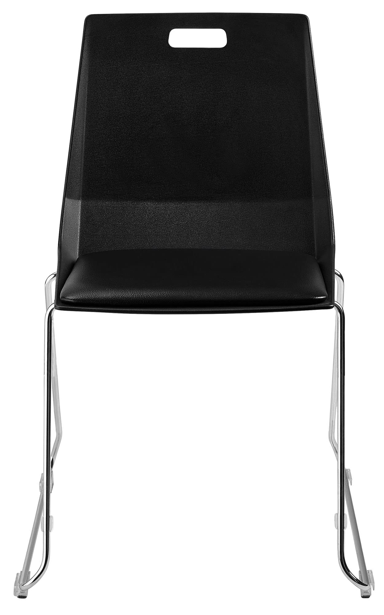 National Public Seating NPS LuvraFlex Stack Chair with Polypropylene Back/Padded Seat - Black/Black