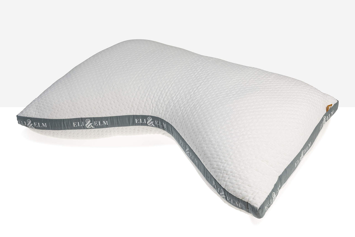 Eli & Elm | Ultimate Side Sleeper Pillow With Adjustable Filler To Get The Perfect Contour Curved Pillow For A Neck Pain Relief