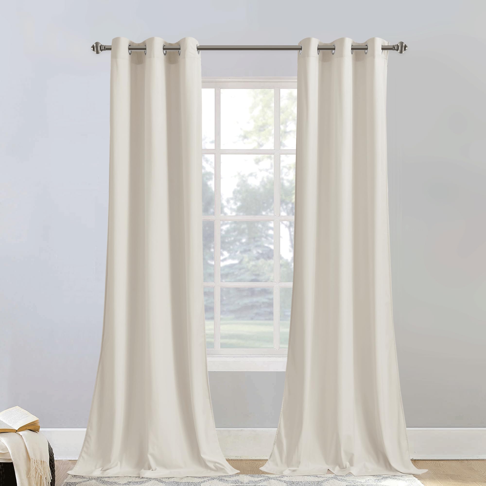 Stangh Beige Velvet Curtains 84 Inches Long 2 Panels For Nursery, Luxury Light Dimming Curtains & Drapes Thermal Insulated Farmh