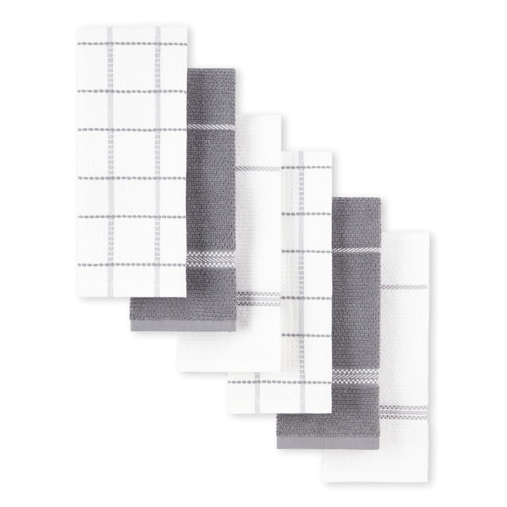 Martha Stewart Modern Waffle Kitchen Towel Set 6-Pack, Grey, 16''x28''