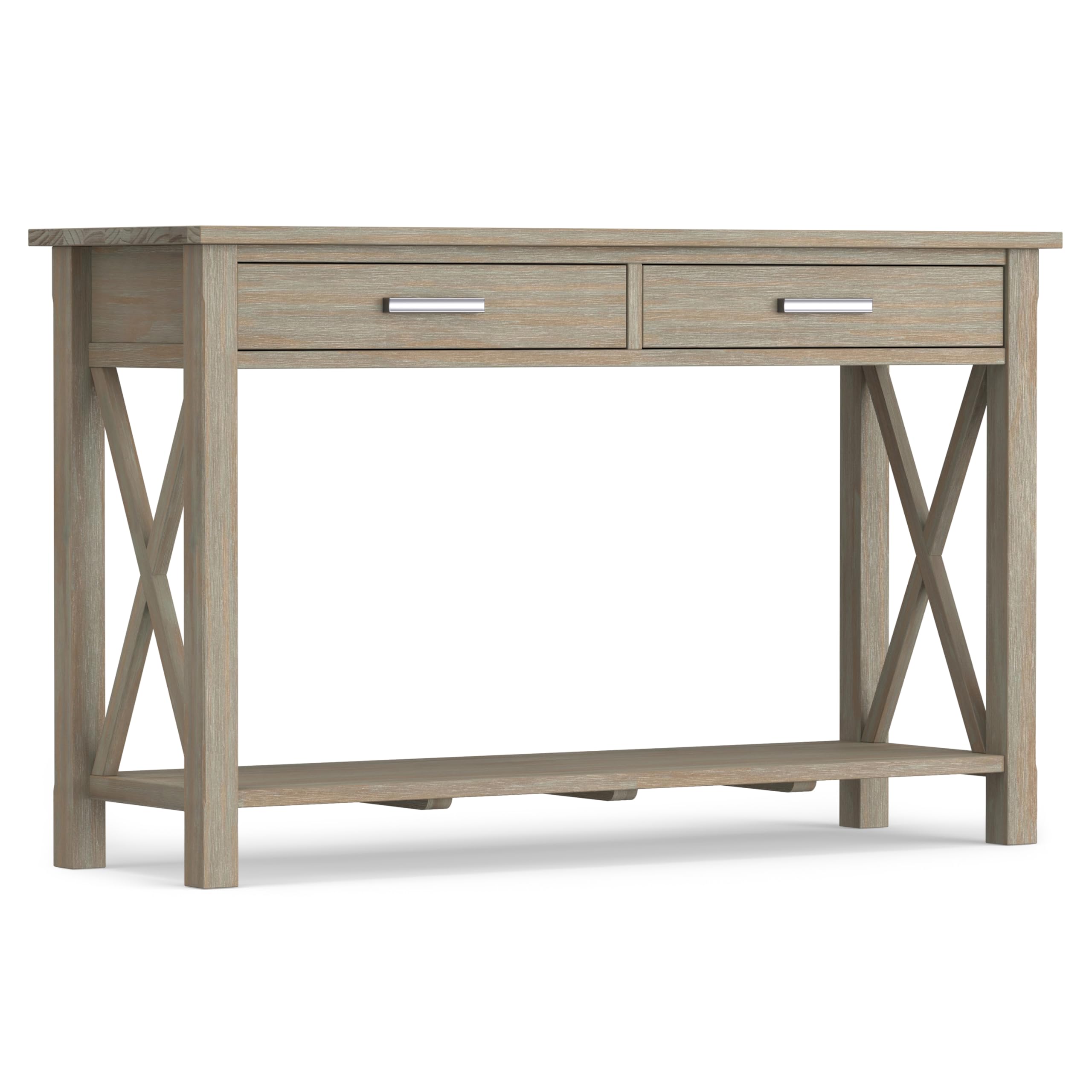 SIMPLIHOME Kitchener Console Table - 47 Inch Wide Solid Wood Sofa Table in Distressed Grey, Contemporary Storage Table for Entry