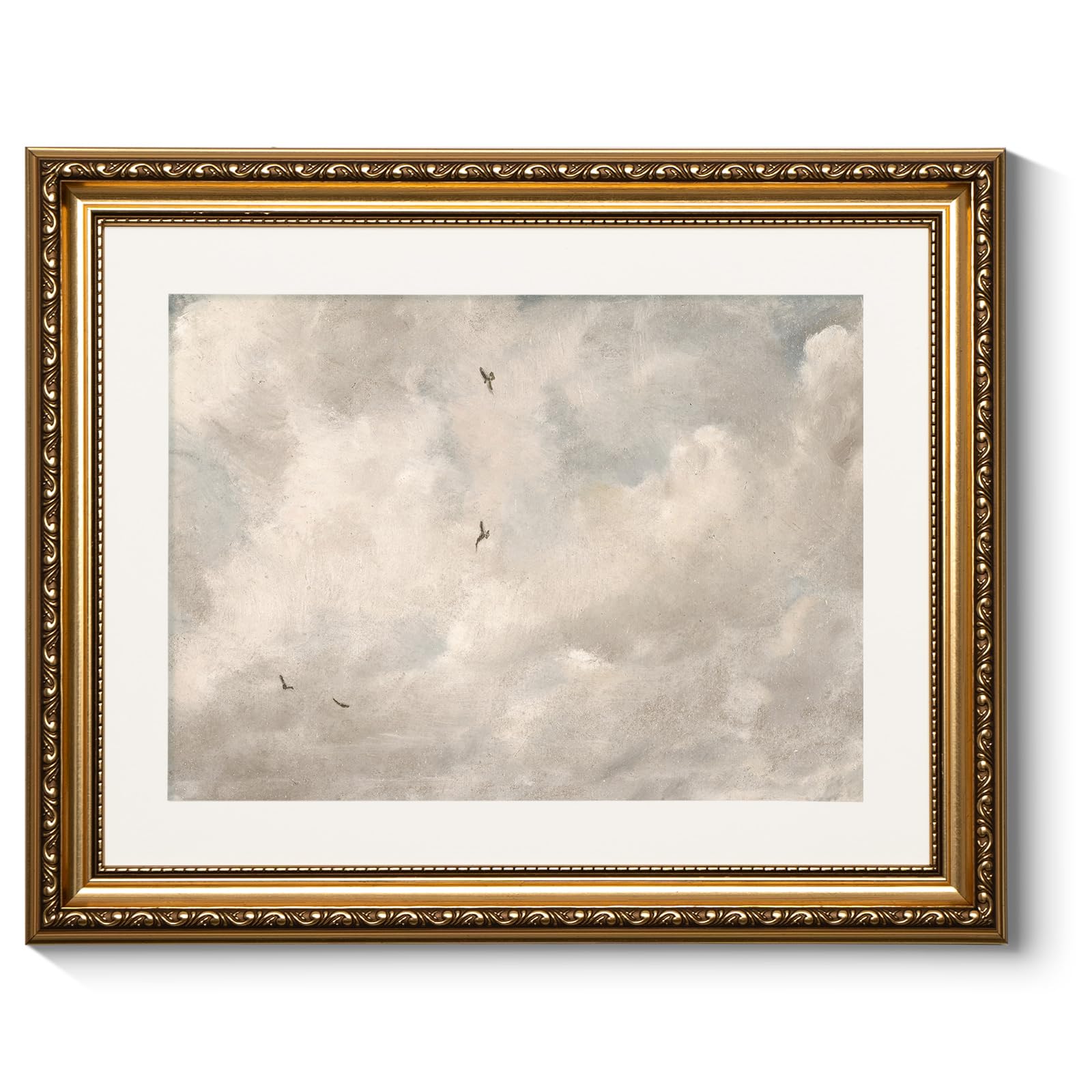 ARPEOTCY Vintage Gold Framed Wall Art, 13x16 inch Classic Sky Clouds Study Pictures Paintings, Vintage Room Decor, Wall Decor fo