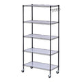 Alera ALESW653618BA 36w x 18d x 72h 5-Shelf Wire Shelving Kit with Casters and Shelf Liners - Black Anthracite